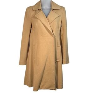 Cabi Trench Coat Sz XS Tan Knit Collared Lightweight Jacket Love Carol Coll.